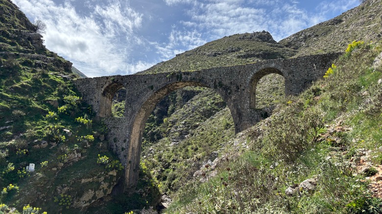 Ali Pasha Bridge near Gjirokaster surrounded by green hills