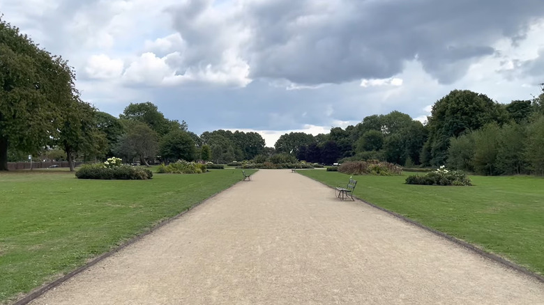 The raised walkway of Alexandra Park, Manchester