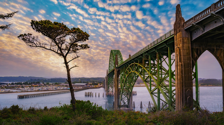 View of Yaquina Bay Bridge in Newport, Oregon
