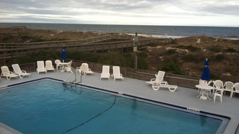 The pool at Beachside Motel in Amelia Island, Florida