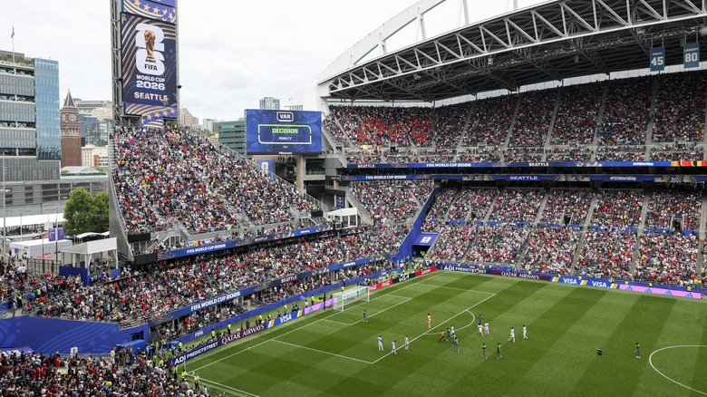 Fans crowd World Cup stadium at Lumen Field in Seattle