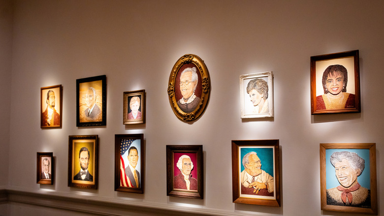 An exhibit of famous portraits inside the Smithsonian American Art Museum