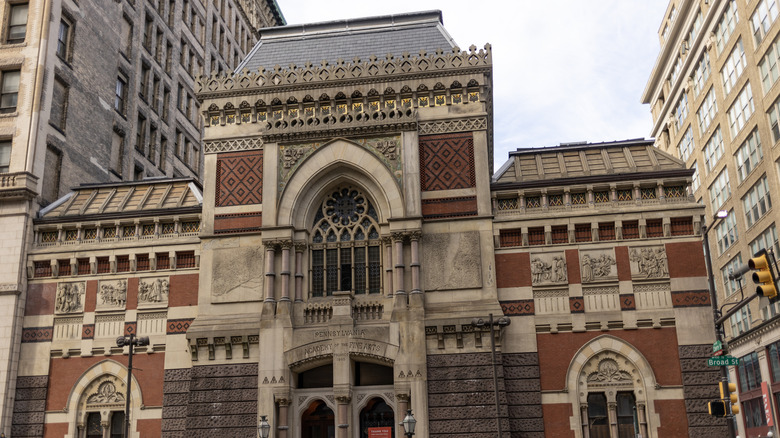 The front of the historic Pennsylvania Academy of Fine Arts in Philadelphia, Pennsylvania