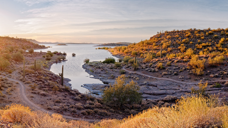 Sunrise panorama of Lake Pleasant, Arizona