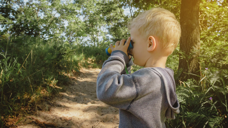 A child birdwatching in an Indiana park