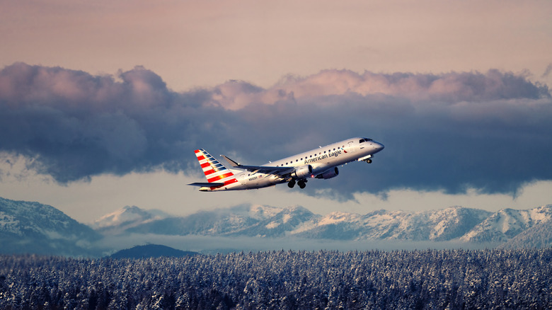 American Airlines plane departing from Vancouver airport