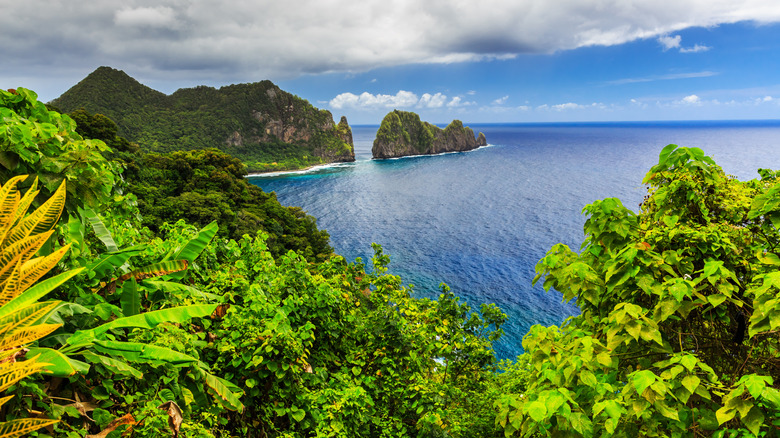 Camel Rock near village of Lauli'i in water in Pago Pago, American Samoa