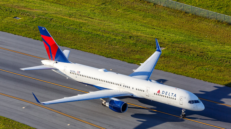 A Delta airplane on a runway