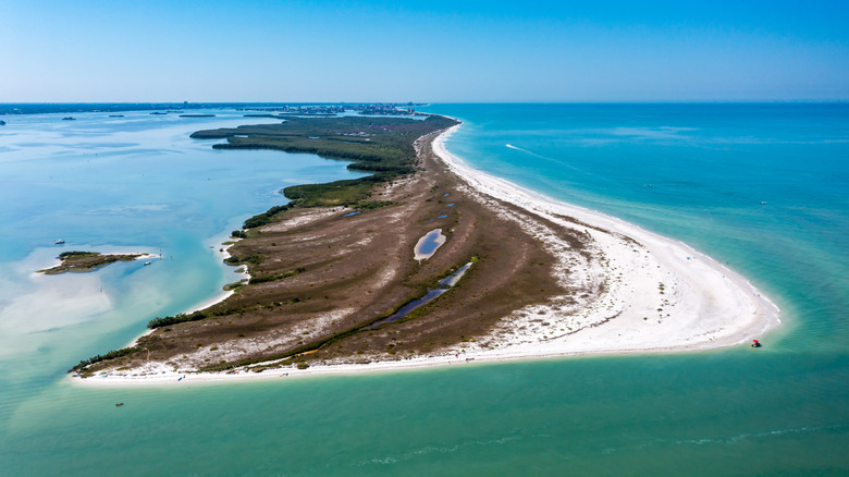 An aerial view of Caladesi Island State Park.
