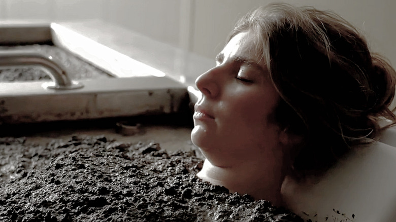 A woman taking a mid bath in a Calistoga resort