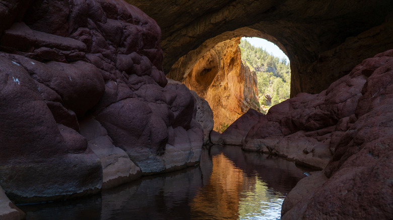 A natural travertine bridge at Tonto Natural Bridge State Park near Payson, Arizona