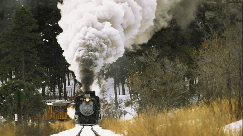Durango Narrow Gauge train with smoke bellowing