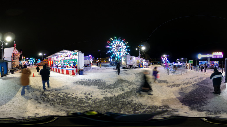 A snowy scene from the Fur Rondy Festival