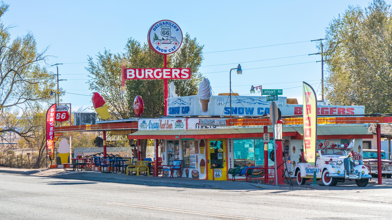 Decked-out roadside restaurant in Seligman, Arizona