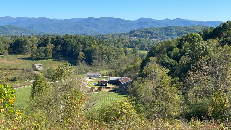 Mountainous countryside viewed from a hike around Bailey Mountain near Mars Hill, North Carolina