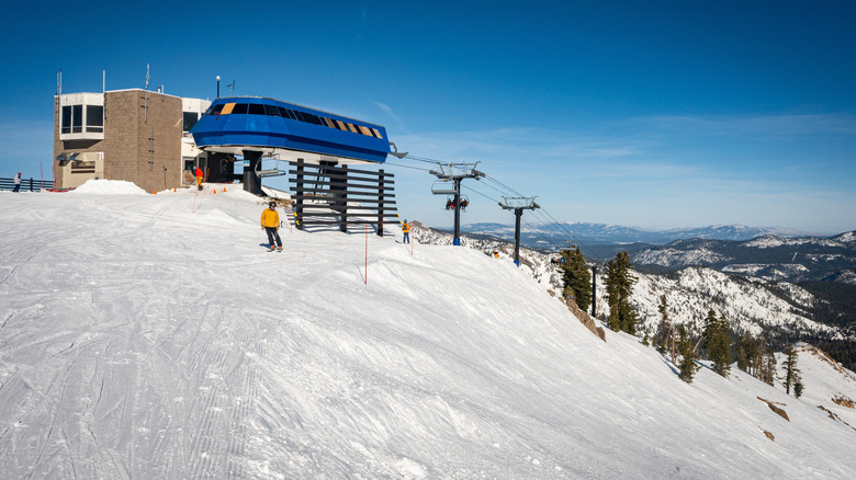 Skier on the slope in Alpine Meadows, California