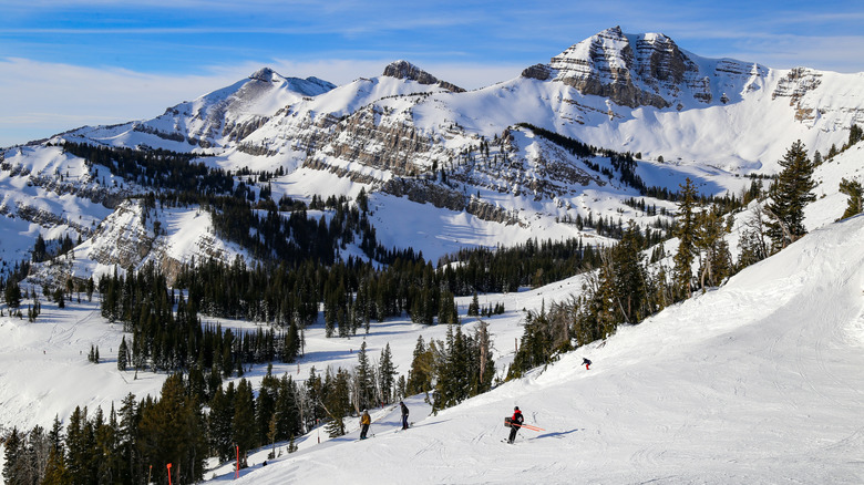 Skiers on a mountainside at Jackson Hole Mountain Resort