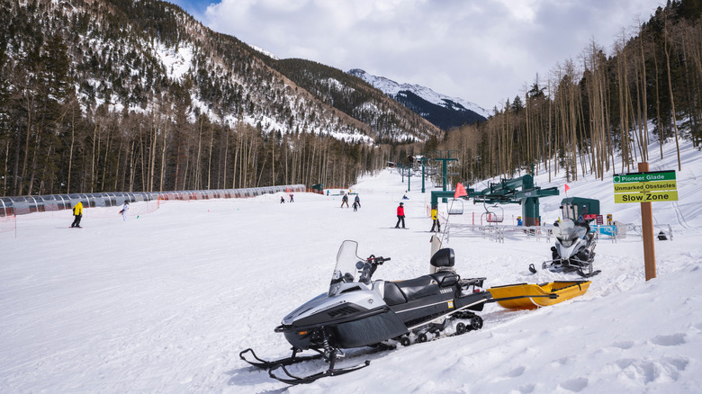 Skiers in Taos Ski Valley in Taos, New Mexico