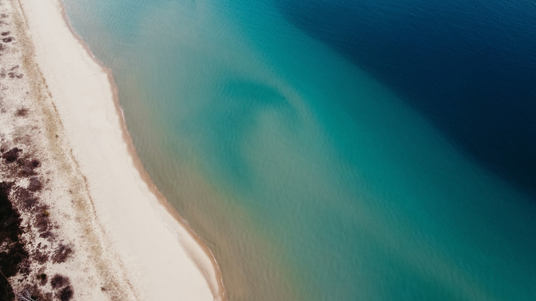 A beach along Lake Michigan's coastline