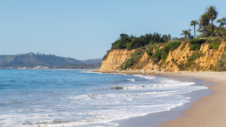 Beach with cliff in Santa Barbara, California