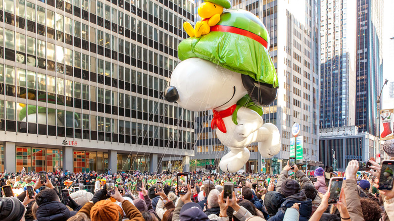 A Snoopy balloon at the Macy's Thanksgiving Parade in NYC