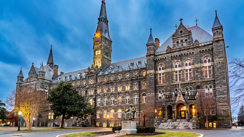 A view of Georgetown University in Washington, D.C., with a night sky as a backdrop