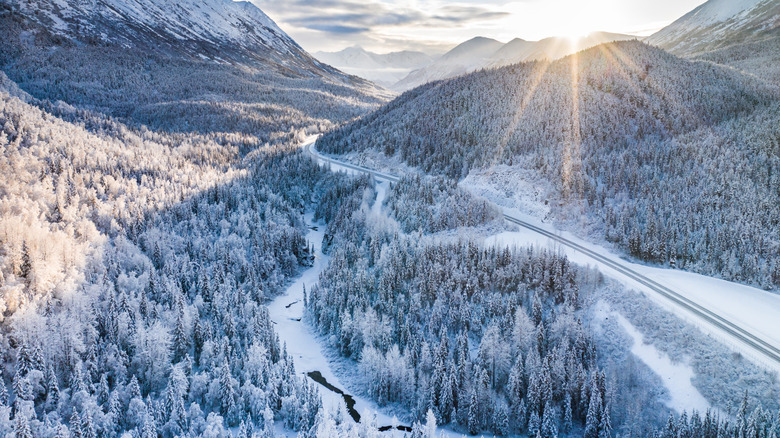 Snowy landscape in Alaska