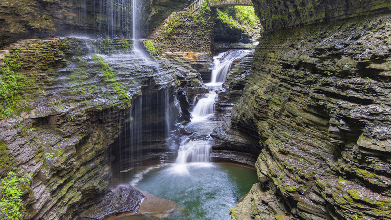 A waterfall amid the Watkins Glen State Park of New York