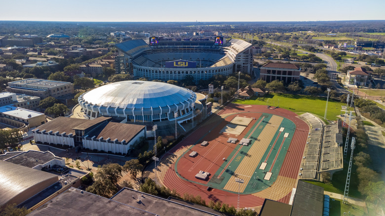 The Pete Maravich Assembly Center, Tiger Stadium, and track and field, on LSU campus in Baton Rouge, Louisiana