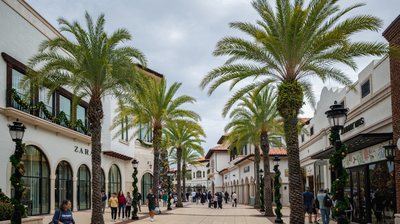 A walkway at Disney Springs Mall