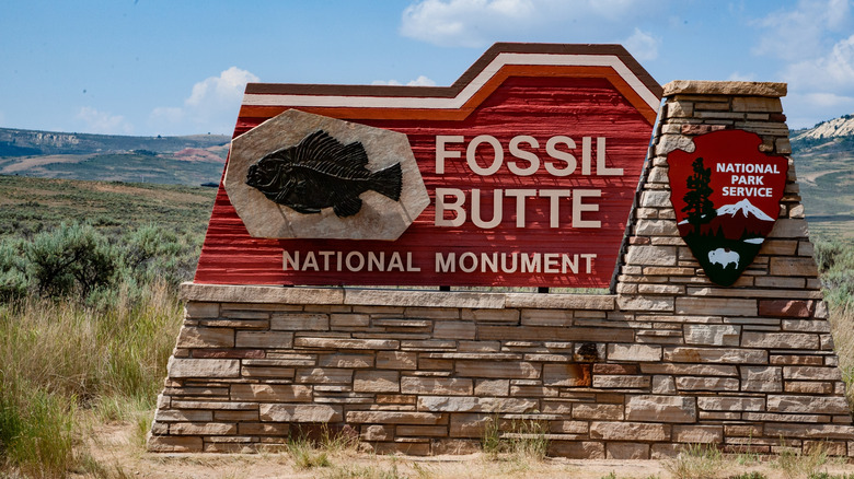 Fossil Butte National Monument sign near Kemmerer, Wyoming