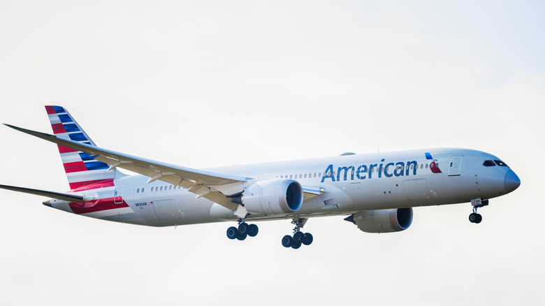 An American Airlines plane in flight