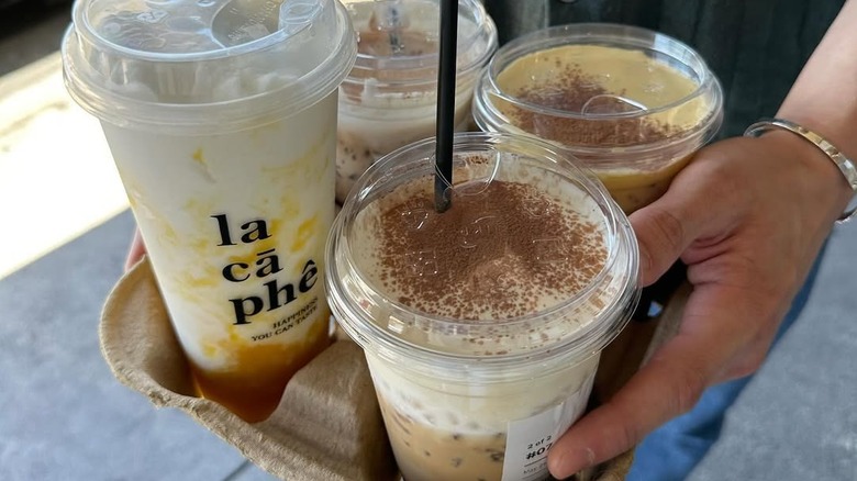 tray of coffees from Lacàphê