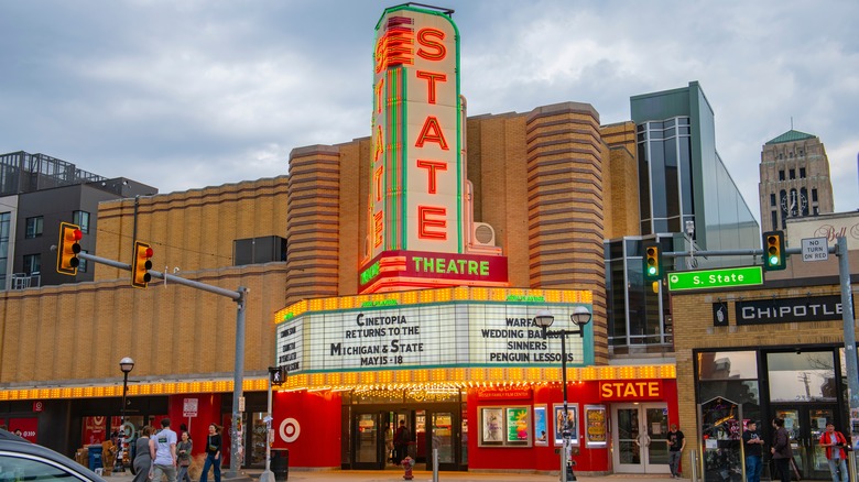 The marquee of Ann Arbor's historic State Theater