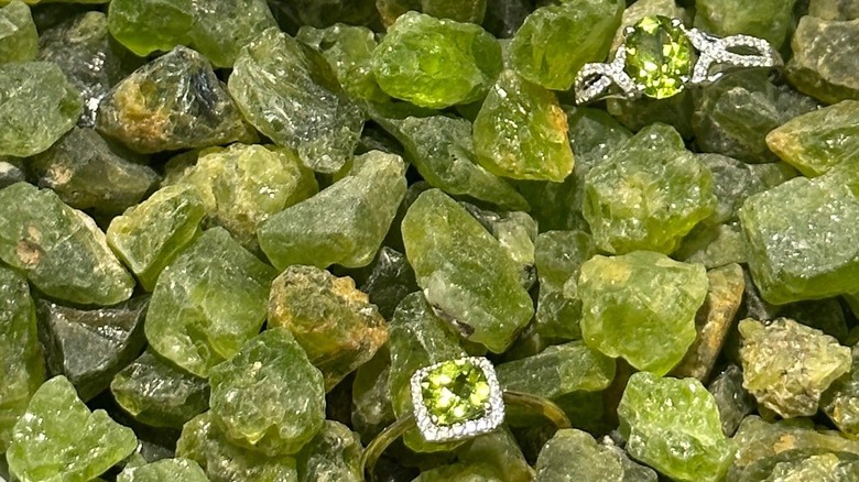 Peridot from Gem Mountain, North Carolina with jewelry