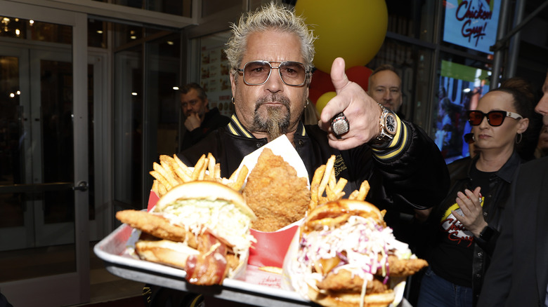Guy fieri with chicken sandwiches