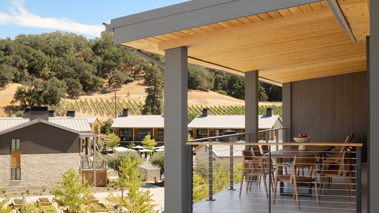 The terrace and scenic vineyard views at Appellation Healdsburg