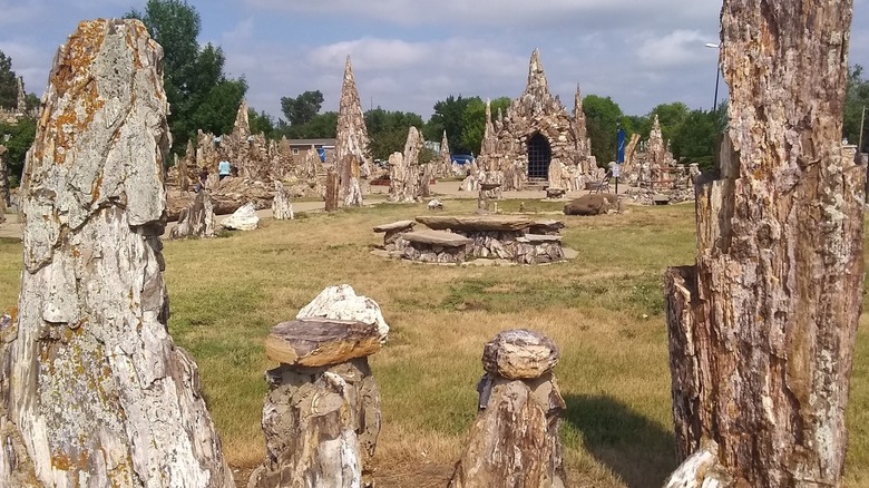 ﻿﻿Lemmon Petrified Wood Park with petrified wood formations in a grassy field