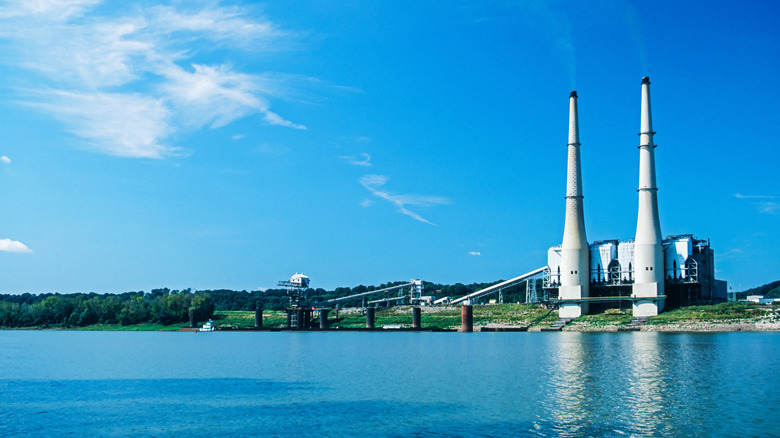View of Ohio River with blue sky