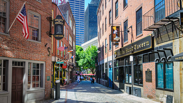 Boston historic street with old taverns
