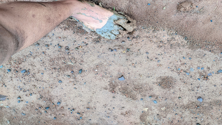 A set of bare feet in the mud