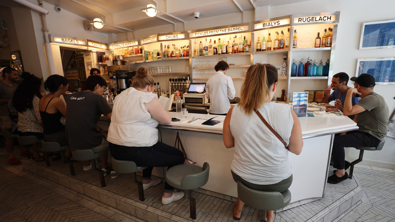People eating inside Russ & Daughters Café