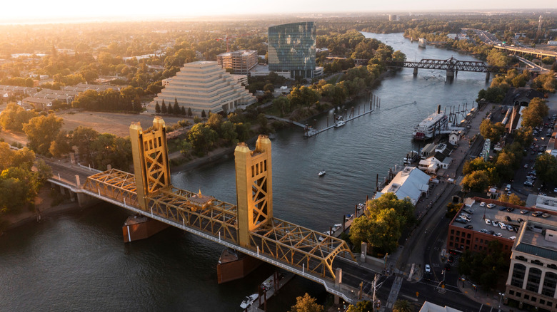 Tower Bridge and I Street Bridge in Sacramento, California