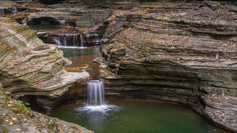 A waterfall at Watkin Glen State Park along the Finger Links Trail