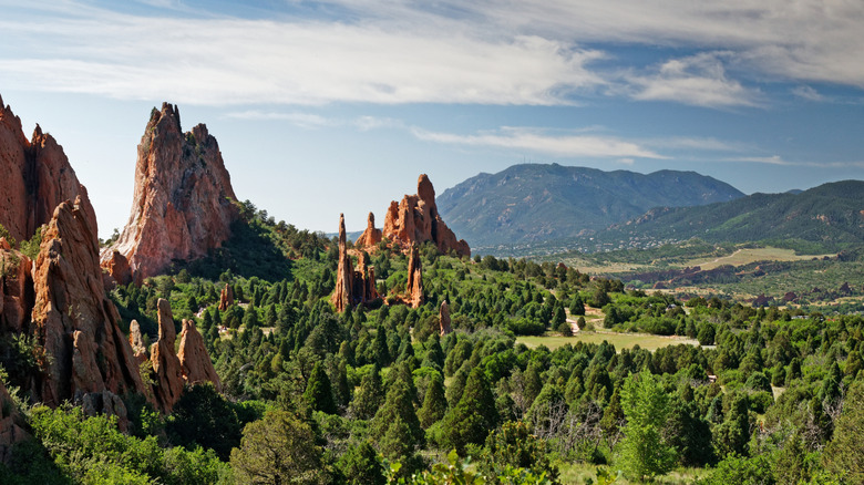 Panorama of Garden of the Gods National Park in Colorado Springs, Colorado
