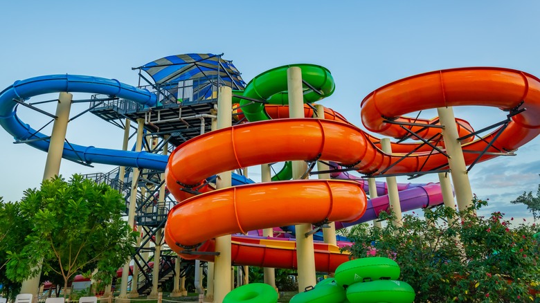 A water park with four water slides