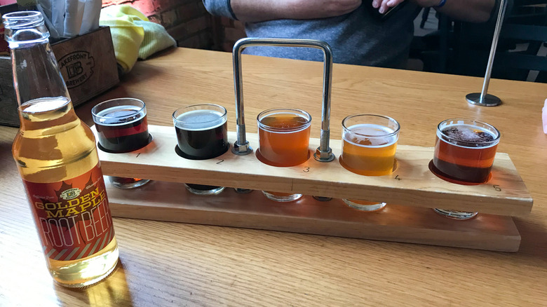 A flight of beers at Lakefront Brewery, Milwaukee