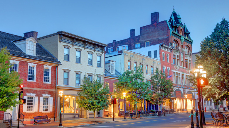 Downtown Bethlehem, Pennsylvania, during the evening