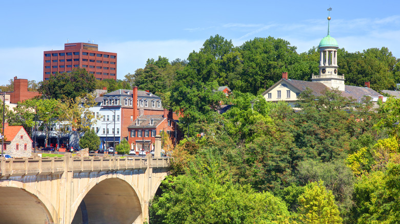A long distance shot of the beautiful Pennsylvania town of Bethlehem