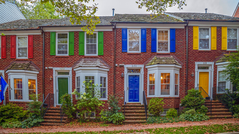 Colorful brick homes in Gaithersburg, Maryland